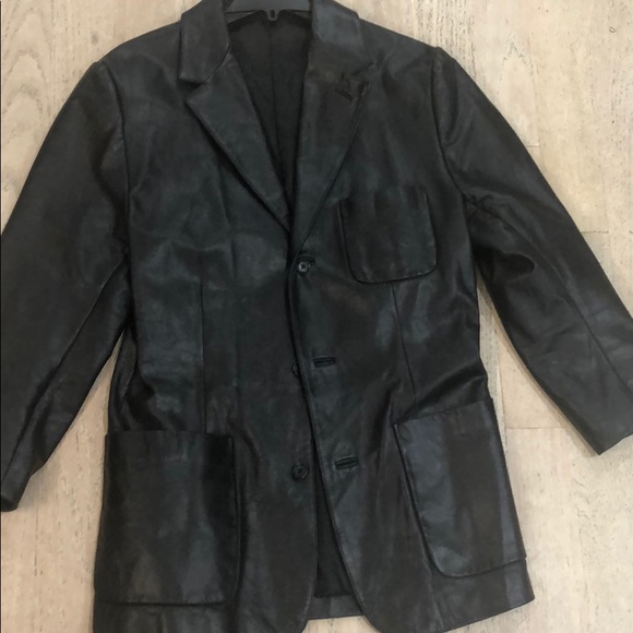 Black genuine leather jacket size large - Picture 3 of 5